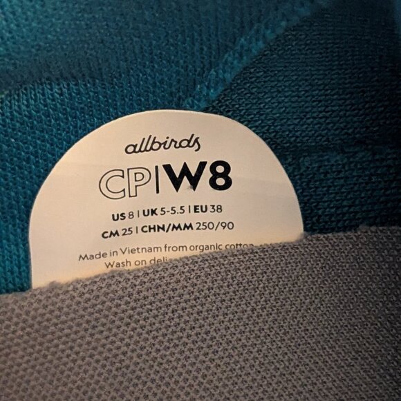 ALLBIRDS  WOMENS CANVAS PACERS SNEAKERS - SZ 8 - LACE UP THRIVE TEAL BLUE - Picture 10 of 10